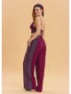Lace Up Open Back Adjustable Purple Floral Blouse 4648